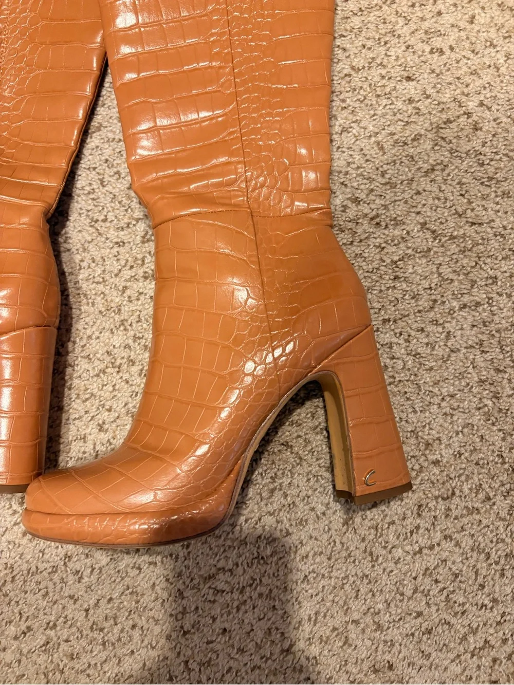 Circus by Sam Edelman Croc Brown Knee-High Block Heel Boots